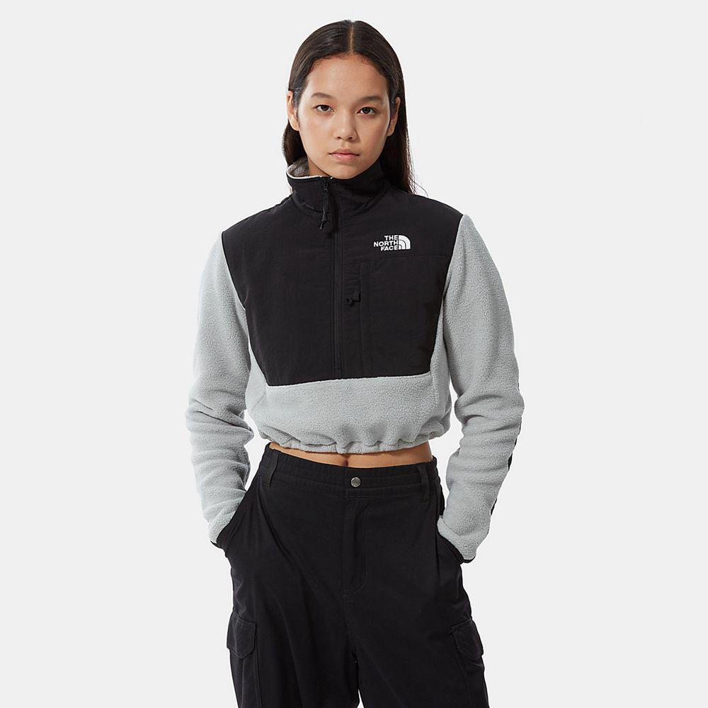 The North Face Cropped Denali Γυναικεια Fleece - Ανοιχτο Γκρι (AFXU79031)